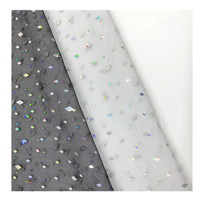 качество  Breathable Sequin Fabric White Bridal Mesh Sequin Tulle Sparkle Net Fabric For Dress 100% Nylon завод